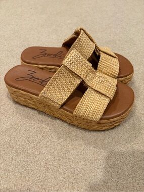 Zodiac Beige Woven Platform Slide Sandals
